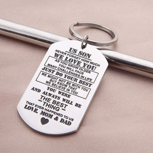 Inspirational Keychain Gift for Son Gift from Dad Mom Mother Father Teen Boys Men Teenage Him Birthday Chrismas Graduation Back to Shool Military Dog Tag Gift