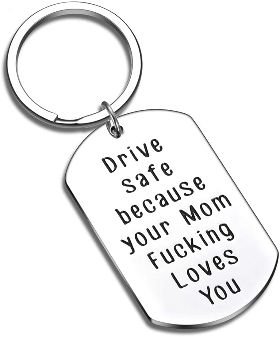 Tritiara Graduation Keychain Gift to My Son Daughter from Mom And Dad Drive Safe for Valentine Day Gifts Birthday Class 0f 2020 (Because Your Mom Loves You Keychain)