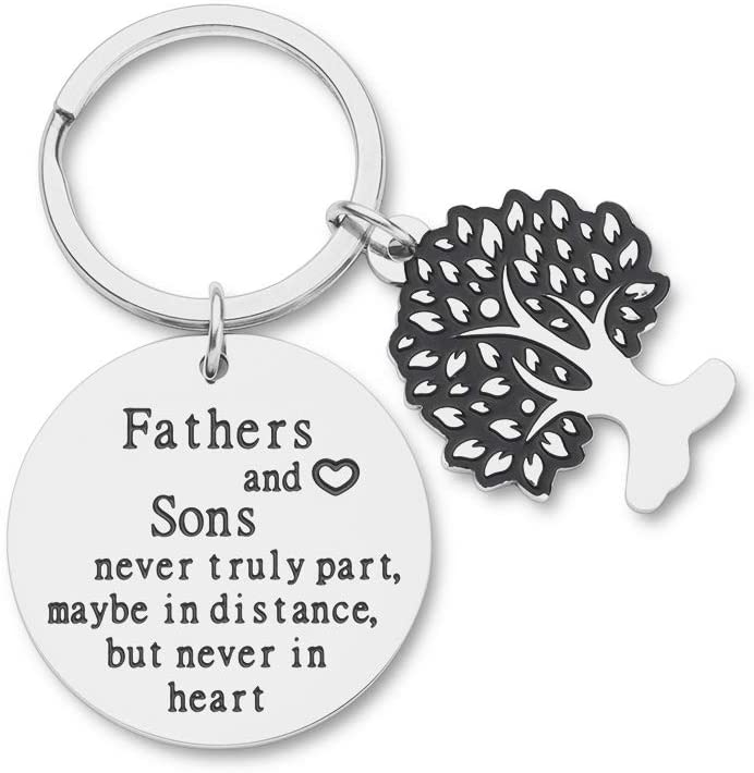 Tritiara Dad Chrismas Gifts Keychain from Son Fathers Day Gifts for Daddy Papa Thank You Gifts Fathers and Son -Never Truly Part Dad Son Birthday Gifts for Men Dad Grandfather Birthday Christmas
