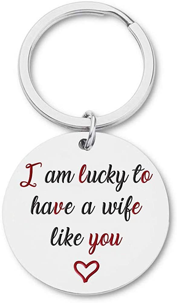 Tritiara Birthday Mother DAY Gifts for Women Her Wife GirlfriendFiance Gift From Husband Boyfriend Keychain -Couple Keychain Anniversary Wedding Valentine Day-Lucky Have A Wife Like You