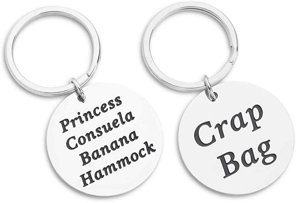 Tritiara Friends TV Show Quote Merchandise Keychain-Consuela Banana Hammock & Crap Bag -Couples Funny Friends Gift For Boyfriend Girlfriend- Central Perk - His and Her Anniversary Present 2pcs