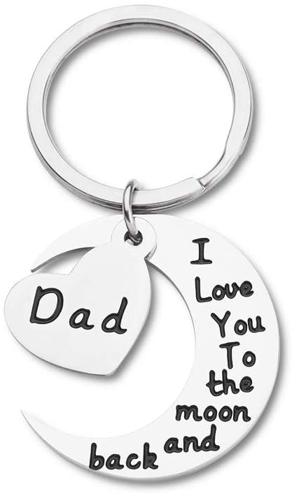 Tritiara Fathers Day Dad Gifts Keychain from Daughter Son Kids for Daddy Papa Stepfather Daddy Wedding Gifts Father in Law Bride Groom -I Love to The Moon and Back，Dad -Birthday Husband Keychain