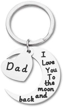 Load image into Gallery viewer, Tritiara Fathers Day Dad Gifts Keychain from Daughter Son Kids for Daddy Papa Stepfather Daddy Wedding Gifts Father in Law Bride Groom -I Love to The Moon and Back，Dad -Birthday Husband Keychain
