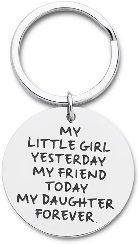 Tritiara Mothers Day Daughter Gift Keychain For Women From Dad Mom In Law -Inspirational Graduation Gifts -Birthday Wedding -My Little Girl Yesterday My Friend Today My Daughter Forever