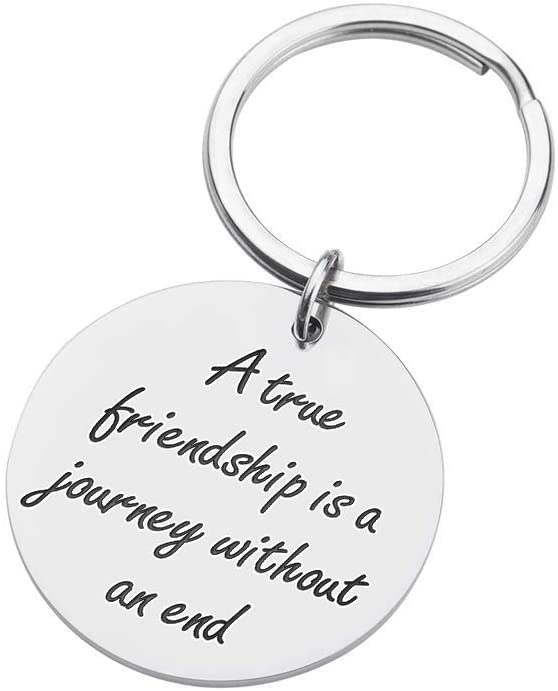 Tritiara Inspirational Gift Keychain for Women Personalized Best Friend Men Sister A True Friendship is A Journey Without an End Birthday Christmas Wedding Jewelry