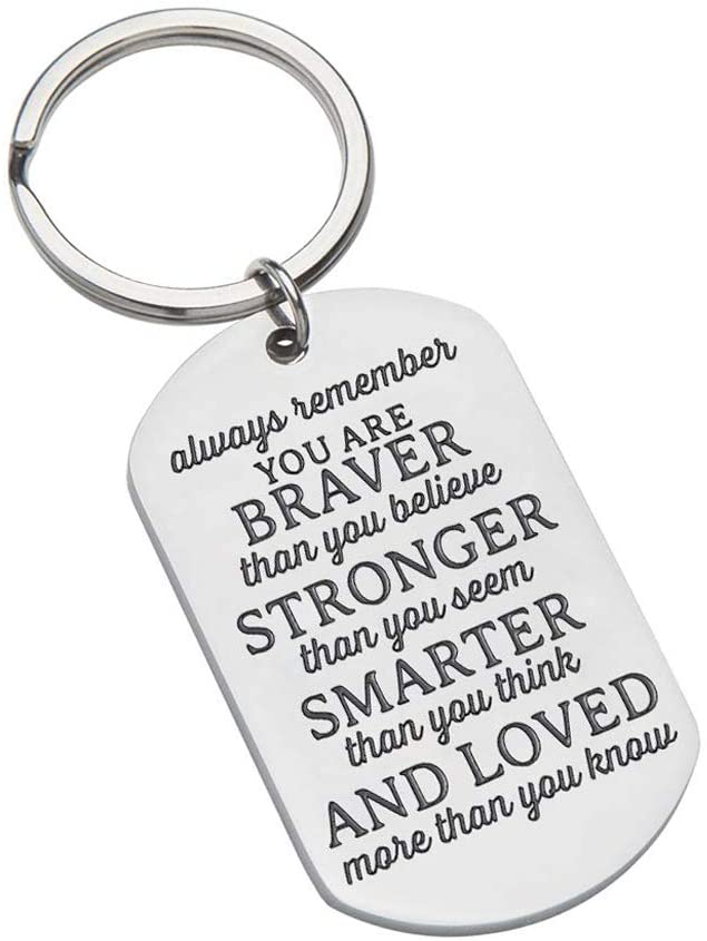 Tritiara Inspirational Graduation Keychain for Class 2020 Gift for Women Men Teen Girls Boys Him Her Friends -Always Remember You are Braver Than You Believe Stronger Than-Birthday for Men Teens Mothers Day