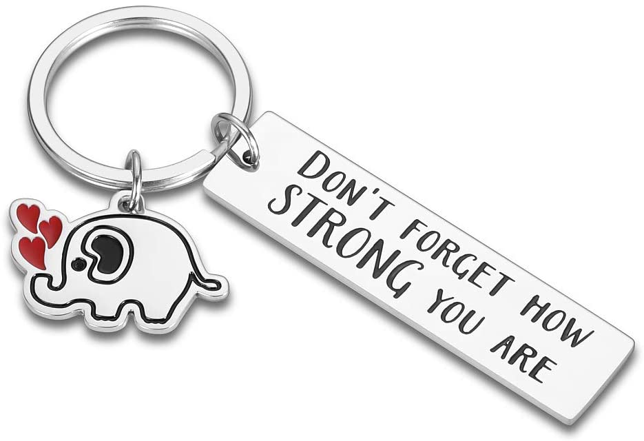 Tritiara Inspirational Best Friend Gifts E Keychain Keychain for Friendship BFF for Daughter Son Boy Girl Don't Forget How Strong You are for Graduate Elephant Lovers