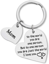 Load image into Gallery viewer, Tritiara Mothers Day Mom Keychain Gift from Daughter Son Wife for Birthday Stepmom Pendant -Christmas Gifts Mom, Mom to The World You are One Person But to Me You are The World Love Son
