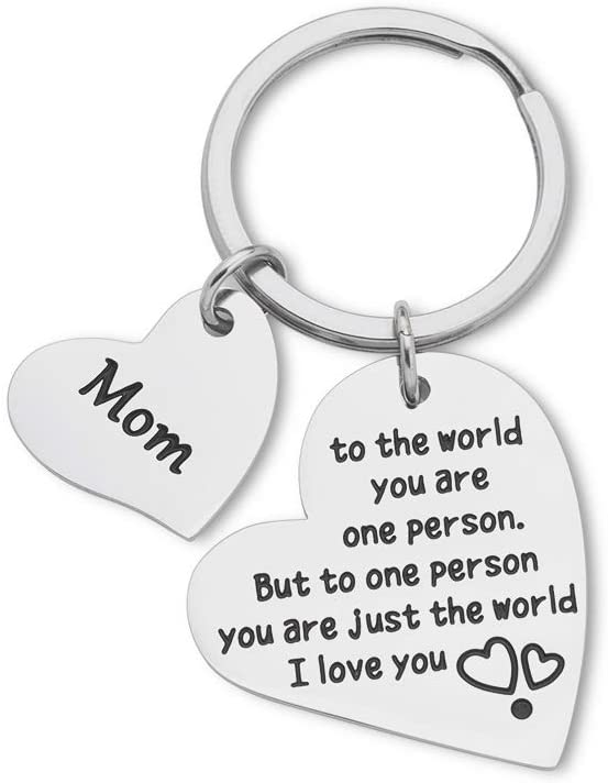 Tritiara Mothers Day Mom Keychain Gift from Daughter Son Wife for Birthday Stepmom Pendant -Christmas Gifts Mom, Mom to The World You are One Person But to Me You are The World Love Son