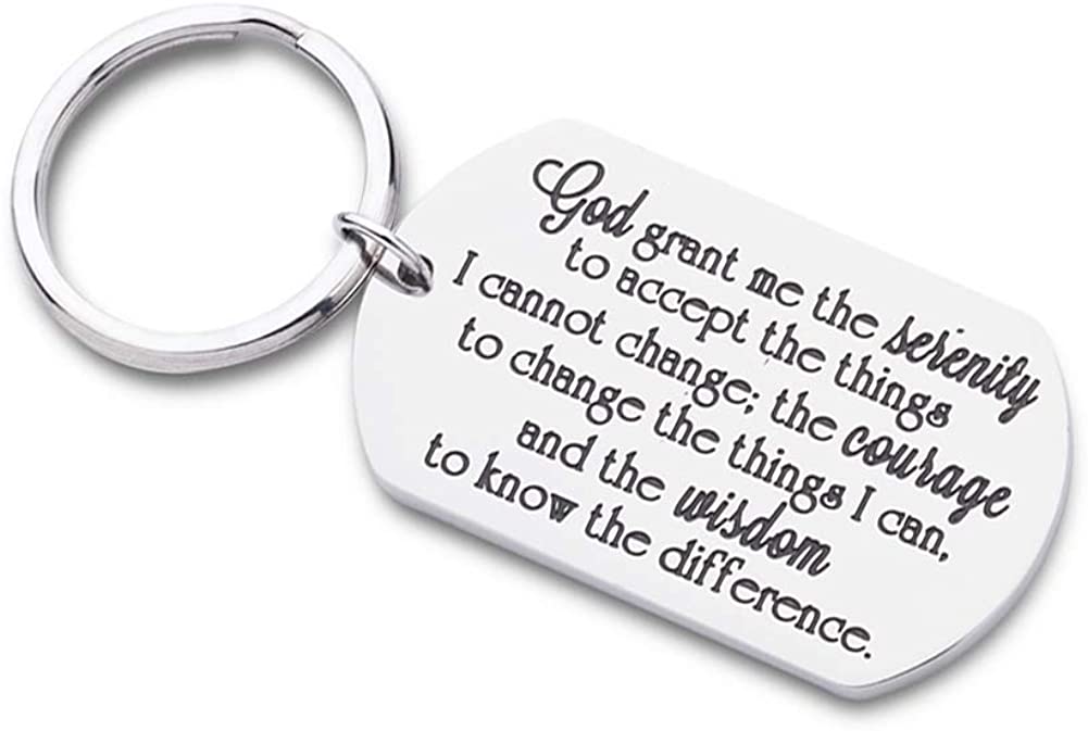 Tritiara Inspirational Gift -God's Grace Serenity Prayer Keychain For Her Him Friend Family Member-Birthday Graduation Celebrate Sobriety