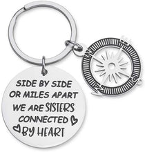 Load image into Gallery viewer, Tritiara Sister Gift from Sister - Side by Side or Miles Apart Sisters are Always Close at Heart Sister Keychain Birthday Wedding Christmas Keychain for Best Friend BFF Keyring
