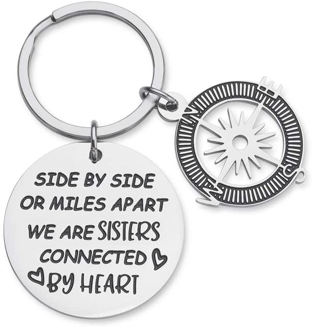 Tritiara Sister Gift from Sister - Side by Side or Miles Apart Sisters are Always Close at Heart Sister Keychain Birthday Wedding Christmas Keychain for Best Friend BFF Keyring