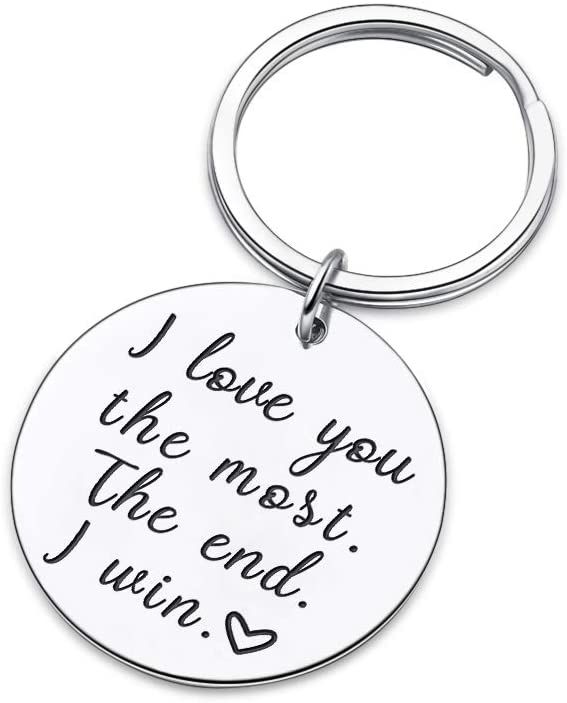 Tritiara Couple Key Chain Gifts for Him Her-Husband for Girlfriend Boyfriend Wife Keychain Gifts for Anniversary Birthday Wedding Gifts from Wifey Hubby Valentine Day Gifts-I Love You Most The End I Win