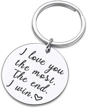Load image into Gallery viewer, Tritiara Couple Key Chain Gifts for Him Her-Husband for Girlfriend Boyfriend Wife Keychain Gifts for Anniversary Birthday Wedding Gifts from Wifey Hubby Valentine Day Gifts-I Love You Most The End I Win
