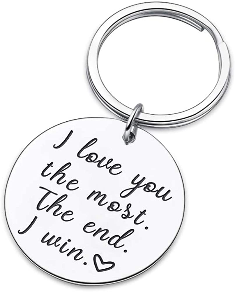 Tritiara Couple Key Chain Gifts for Him Her-Husband for Girlfriend Boyfriend Wife Keychain Gifts for Anniversary Birthday Wedding Gifts from Wifey Hubby Valentine Day Gifts-I Love You Most The End I Win