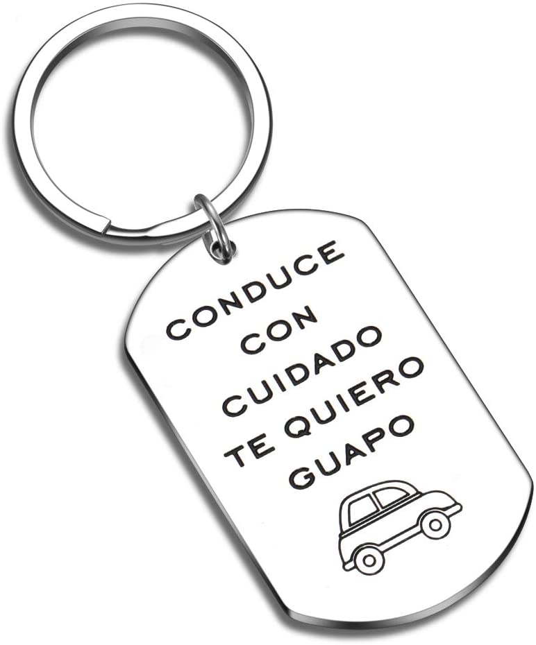 Tritiara Drive Safe Conductor Seguro Keychain Gift Handsome I Love You Trucker Husband Gift for Husband dad Gift Valentines Day Conduce CON CUIDADO TE Quiero Guapo Father's Day Birthday Gift