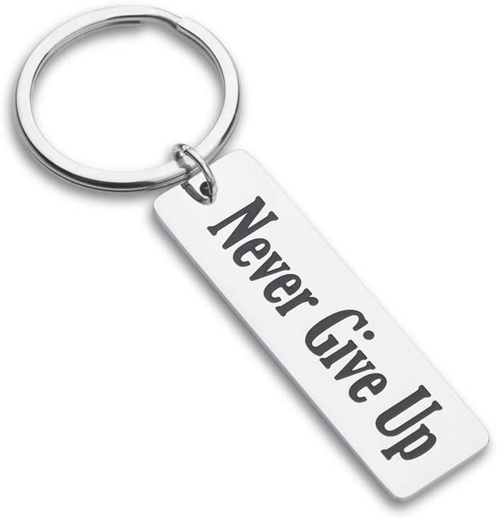 Tritiara Inspirational Graduation Gifts Keychain for Teen Girls Women Men Boy Girlfriend Best Friend Motivational Quotes -Never Give Up- Graduation Birthday Wedding Charm Pendant