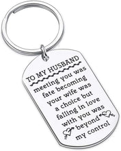 Load image into Gallery viewer, Tritiara Husband Gifts Key Chain from Wife Anniversary Wedding Birthday Keychain Meeting You was Fate Becoming Your Wife was A Choice Couple Jewelry Valentines Christmas Gift for Lover Him
