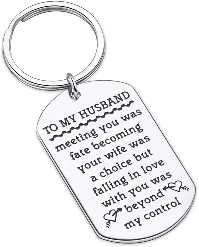 Tritiara Husband Gifts Key Chain from Wife Anniversary Wedding Birthday Keychain Meeting You was Fate Becoming Your Wife was A Choice Couple Jewelry Valentines Christmas Gift for Lover Him
