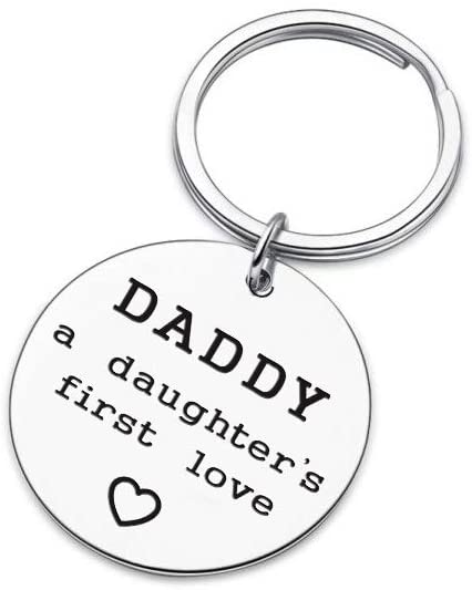 Tritiara Dad Gift from Daughter Inspirational Key Chain for Stepdad Papa- Daddy A Daughter’s First Love Fathers Day Keyring Birthday Wedding Chrismas