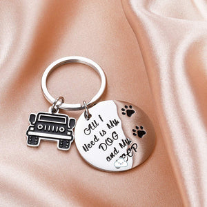 Funny Gift Keychain for Dog Lover Women Men Dog Jp Mom Dad Life Keychain All I Need is My Dog and My Jp Dog Jp Wave Paw Print Keyring