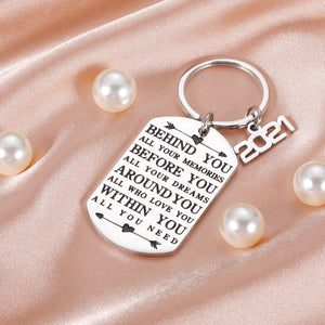 2021 Christmas Graduation Gifts for Her Him College High School Inspirational Keychain for Women Men Senior Master Nurse Uplifting Keyring for Grads Son Daughter Teen Boy Graduation Coming of Age