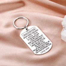 Load image into Gallery viewer, Daughter Keychain from Mom Inspirational Gifts for Teen Girls Women Daughter I Love You Keyring Tags for Birthday Christmas Graduation Gifts Back to School New Beginning Sweet 16 Gifts for Girls Her
