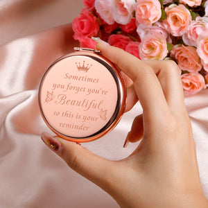 Birthday Gifts for Women Compact Mirror for Best Friends BFF Sister Daughter Pocket Travel Cosmetic Makeup Handheld Mirror for Mom Wife Christmas Valentines Mother’s Day Graduation Friendship Gifts