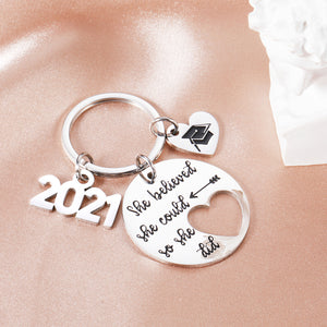 Inspirational Graduation Gifts for Her Class of 2021 High School College Senior Nurse Graduation Cap Gifts Keychain for Daughter Teen Girls Friends She Believed She Could So She Did Jewelry for Women