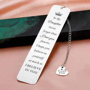 Daughter Birthday Christmas Gifts from Mom Mother Inspirational Bookmark Gifts for Women Teenage Girls to My Daughter Sweet 16 18 Graduation Wedding Anniversary Valentine Back to School Teen Girl Gift