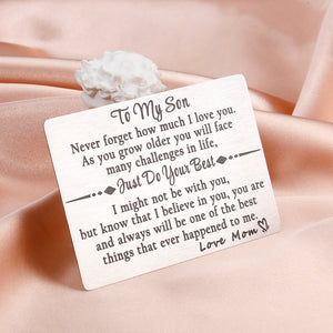 Gifts for Son from Mom to My Son Birthday Christmas Gifts Wallet Card for Him Son I Love You Engraved Inserts Card Valentines Graduation Anniversary Inspirational Back to School Gifts for Kids Boys