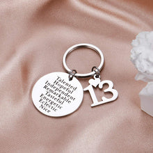 Load image into Gallery viewer, Happy Birthday Keychain Gift 13th Charms Key Ring Best Friends Family Son Daughter Granddaughter Jewelry
