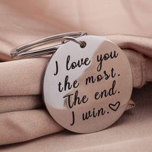 Load image into Gallery viewer, Tritiara Couple Key Chain Gifts for Him Her-Husband for Girlfriend Boyfriend Wife Keychain Gifts for Anniversary Birthday Wedding Gifts from Wifey Hubby Valentine Day Gifts-I Love You Most The End I Win
