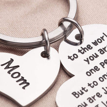 Load image into Gallery viewer, Tritiara Mothers Day Mom Keychain Gift from Daughter Son Wife for Birthday Stepmom Pendant -Christmas Gifts Mom, Mom to The World You are One Person But to Me You are The World Love Son
