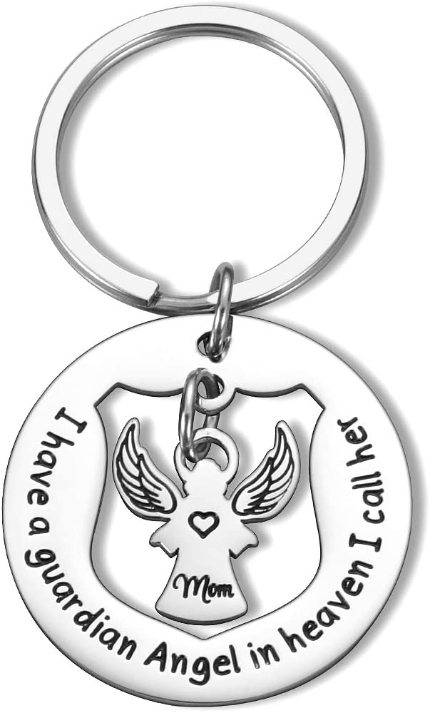 Tritiara Mom Memorial Keychain - Loss of Mother Jewelry-Guardian Angel Keychain-Memorial Sympathy Gift Christmas Thanksgiving