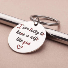 Load image into Gallery viewer, Tritiara Birthday Mother DAY Gifts for Women Her Wife GirlfriendFiance Gift From Husband Boyfriend Keychain -Couple Keychain Anniversary Wedding Valentine Day-Lucky Have A Wife Like You

