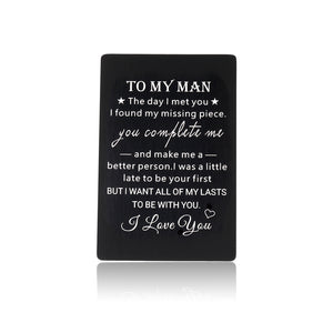 Boyfriend Husband Christmas Gifts for Him To My Man Wallet Insert Card for Birthday Anniversary Valentines from Wife I Love You Gifts for Hubby Fiance Groom Engagement Wedding Christmas Mini Love Note