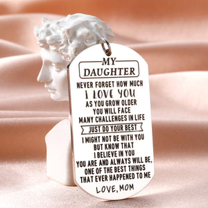 Daughter Keychain from Mom Inspirational Gifts for Teen Girls Women Daughter I Love You Keyring Tags for Birthday Christmas Graduation Gifts Back to School New Beginning Sweet 16 Gifts for Girls Her