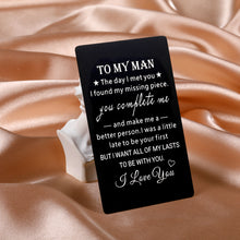 Load image into Gallery viewer, Boyfriend Husband Christmas Gifts for Him To My Man Wallet Insert Card for Birthday Anniversary Valentines from Wife I Love You Gifts for Hubby Fiance Groom Engagement Wedding Christmas Mini Love Note
