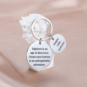 18th Birthday Gift Keychain for Teenage Teen Girls Boys Son Daughter Kids, Friends and Family Inspirational Graduation Quote Bar Keychain, Women Jewelry