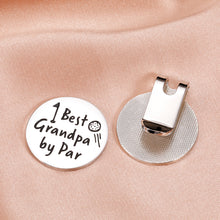 Load image into Gallery viewer, Grandpa Dad Gifts for Fathers Day from Granddaughter Grandson Best Grandpa by Par Golf Ball Marker Grandad Grandfather Golf Lovers Golfer Birthday Retirement Christmas Magnetic Hat Clip Golfing Gift

