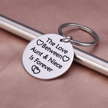 Load image into Gallery viewer, Tritiara Aunt Gifts from Niece Birthday Appreciate Chrismas Gift Keychain for Aunts Women The Love Between Aunt and Niece is Forever Niece Gift from Aunt Graduation Key Ring Jewelry
