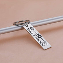 Load image into Gallery viewer, Tritiara 10 Years Anniversary Gift for Him Her Couples Keychains Wedding Jewelry for Boyfriend Girlfriend Husband Wife 10th Chrismas Bithday Stainless Steel
