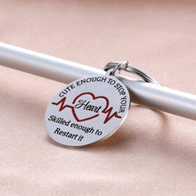 Load image into Gallery viewer, Tritiara Nurse Gift Idea Keychain for Women Men Nursing Day Weeks Cute Enough to Stop Your Heart, Skilled Enough to Restart Chrismas Practitioner Students Birthday Wedding
