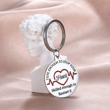 Load image into Gallery viewer, Tritiara Nurse Gift Idea Keychain for Women Men Nursing Day Weeks Cute Enough to Stop Your Heart, Skilled Enough to Restart Chrismas Practitioner Students Birthday Wedding
