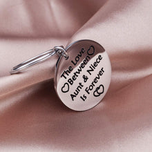 Load image into Gallery viewer, Tritiara Aunt Gifts from Niece Birthday Appreciate Chrismas Gift Keychain for Aunts Women The Love Between Aunt and Niece is Forever Niece Gift from Aunt Graduation Key Ring Jewelry
