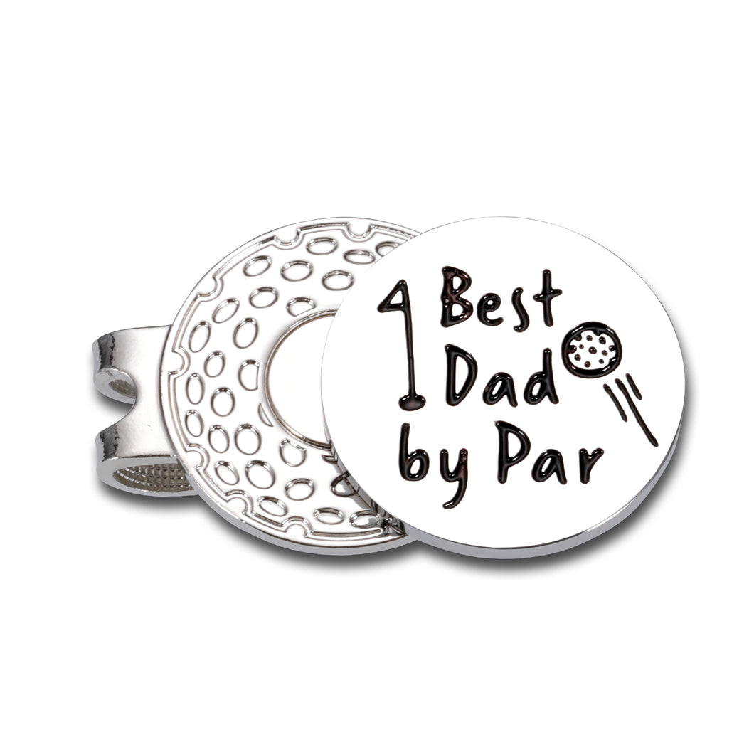 Golf Ball Marker Dad Gifts for Birthday Fathers Day from Daughter Son Best Dad by Par Golf Gifts for Men Golfer Husband from Wife New Daddy Stepdad Golf Lovers Valentines Christmas Magnetic Hat Clip