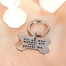Load image into Gallery viewer, Funny Pet ID Tags for Dogs Collar for Kitten New Puppy Stainless Steel Not All Who Wander are Lost Except Me Cat Charm Christmas Gift Identification Charm
