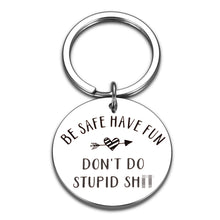 Load image into Gallery viewer, Funny Christmas Gifts for Teens Son Daughter Don’t Do Stupid Keychain for Boys Girls Kids Birthday Graduation Valentines Gifts for Teenagers Humor Gag Stocking Stuffers Gifts for Him Her from Mom Dad
