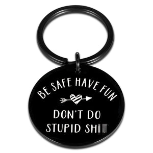 Funny Keychain for Son Daughter Christmas Birthday Gifts for Teens Boys Girls from Mom Don’t do Stupid Keychain Stocking Stuffer Valentines Gag Gifts for Him Her Graduation Holiday Gift for Teenagers